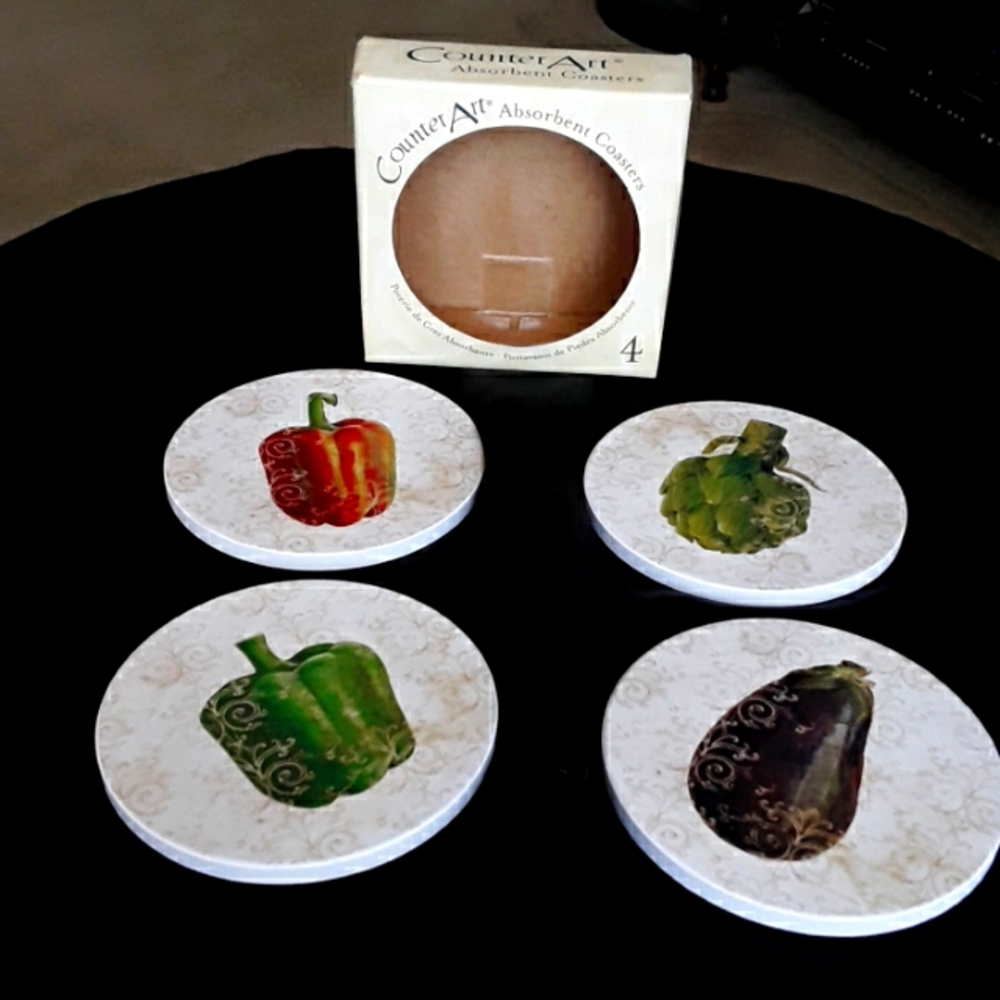 Counter Art - Absorbent Coasters - Vegetables - set of 4